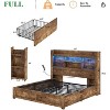 AMERLIFE Bed Frame with Drawers, LED, Bookcase Headboard, Charging, Shelves - 2 of 4