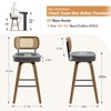 Bekrvio Swivel Counter Height Bar Stools, 29" Faux Leather Upholstered with with Rattan Back, Black for Kitchen Counter - 3 of 4