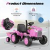 Costway 2-in-1 Electric Toy Car 12V Kids Ride On Tractor w/Trailer Remote Control Lights Grayish Gree/Red/Pink/Green - 2 of 4