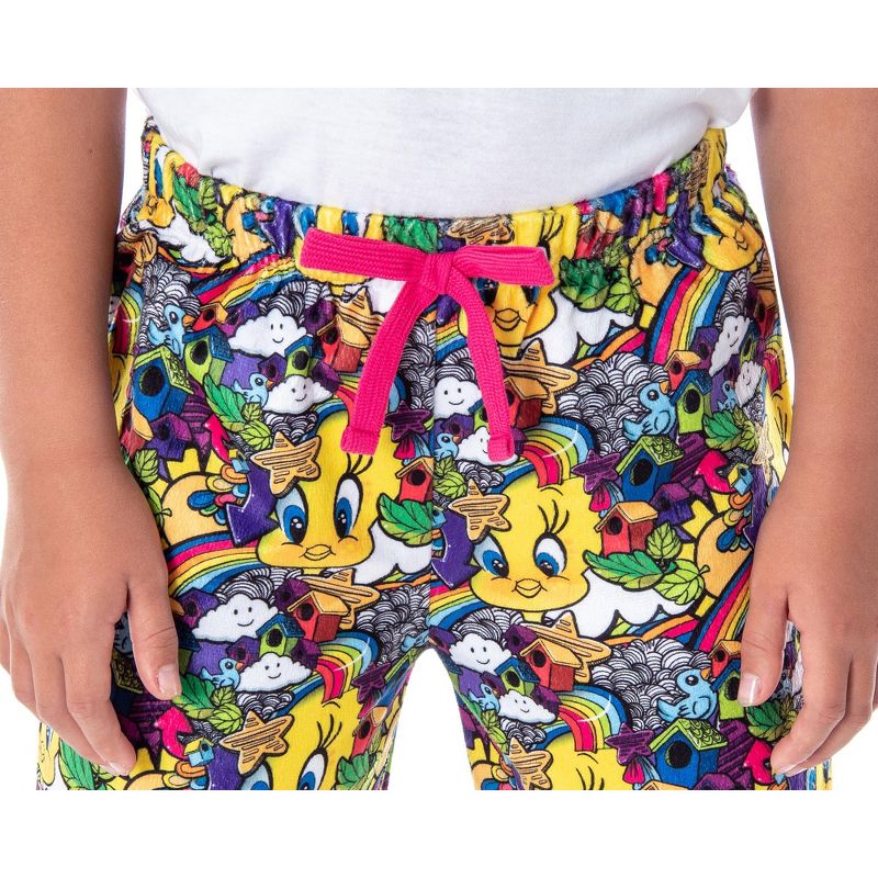 Looney Tunes Girls' Tweety Bird Pattern Velvety Soft Lounge Pajama Pants Multi, 4 of 5