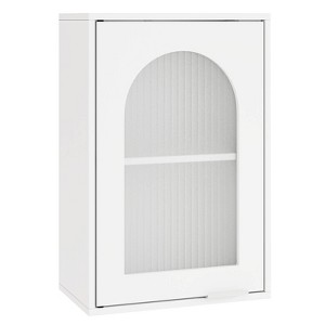 Costway Bathroom Wall Cabinet Medicine Cabinet with Tempered Glass Door & Adjustable Shelf White/Black/Brown/Gray/Natural - 1 of 4