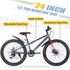 24 Inch Bike, Fat Tire Mountain Bike for Boys and Girls Ages 10+, Double Disc Brakes, 7 Speed, Kids Beach and Snow Bike - 2 of 4