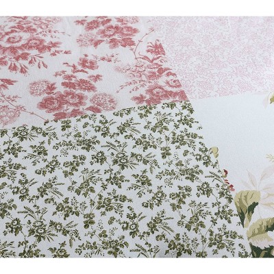 Ailyn Twin Pink Cotton Patchwork Comforter Set with Throw Pillows