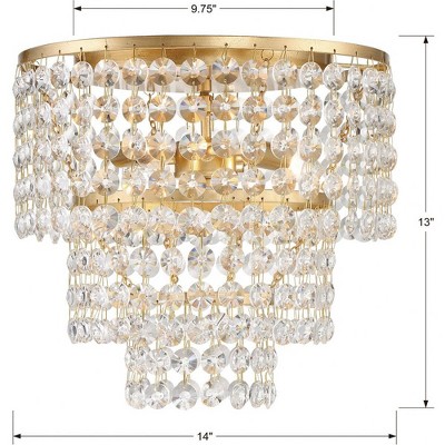 Antique Gold Crystal 3-Light Flush Mount Chandelier