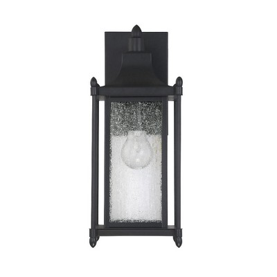 Black Metal 16" Dimmable Outdoor Wall Lantern Sconce