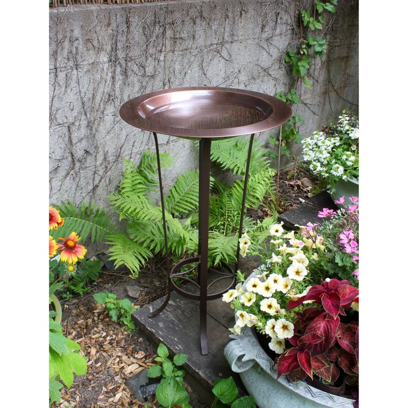 Achla Designs 28.5&#34; Antique Copper Bird Bath with Roman Bronze Stand, Weather-Resistant, Freestanding, 5 of 6