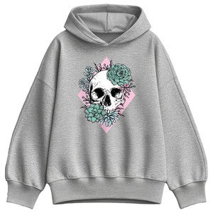 Women's - Instant Message - Succulent Skull Oversized Fleece