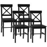 HOMCOM Modern Farmhouse Dining Chairs Set of 4, Wooden Kitchen Chairs with Cross Back, Solid Structure, Living Room and Dining Room Furniture, Black