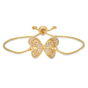 Steeltime Ladies 18k gold plated brass simulated diamonds butterfly drawstring bracelet - 1 of 4