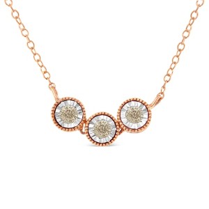 Haus of Brilliance 10K RoseGold Plated Silver 1/4 Cttw Champagne Diamond Triple Circle Necklace - 1 of 4