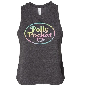 Women's Polly Pocket Polly Pocket Ombre Logo Graphic Racerback Tank - Heather Charcoal - Medium - 1 of 2