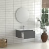 PexFix 30" Floating Bathroom Vanity with Sink Modern Integrated Ceramic Basin Wall Mounted Bathroom Cabinet Soft-Close U-Shaped Drawer Grey - 3 of 4