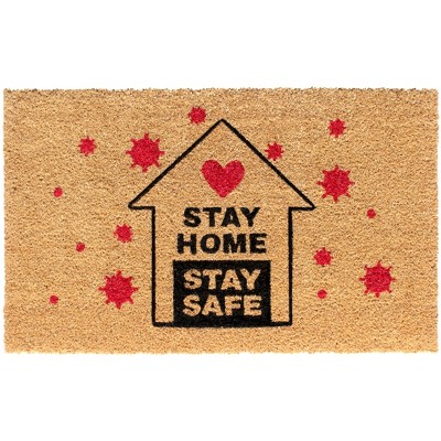 RugSmith Multi Machine Tufted and Printed Stay Home, Stay Safe Doormat