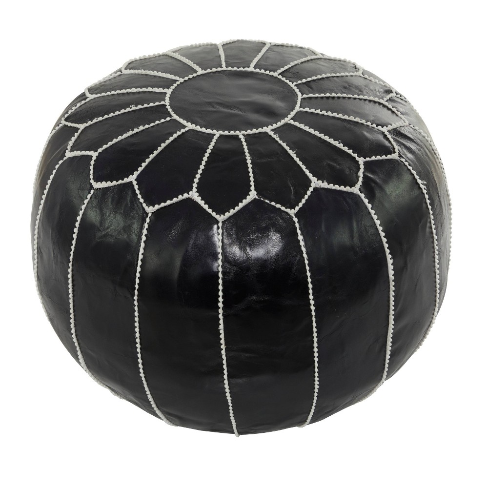 Photos - Pouffe / Bench Bohemian Moroccans Leather Pouf Black - Olivia & May