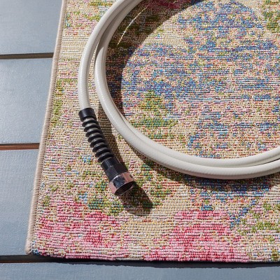 Coastal Breeze Blue Synthetic 59" Easy Care Rectangular Rug