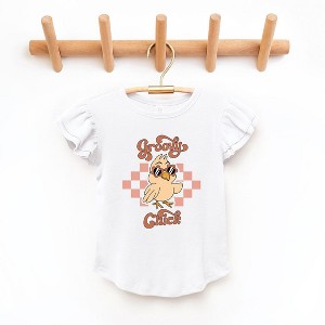 The Juniper Shop Groovy Chick Checkered Toddler Flutter Sleeve Tee - 1 of 2