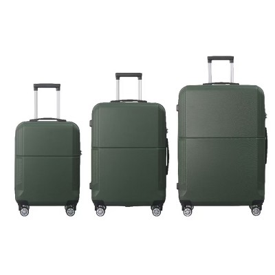 FURNIinspire Bag And Luggage Sets 3 Piece Rolling Luggage, Travel Hard Suitcase with Wheels, Stylish Suitcase Set, Green, 21.06"*11.81"*30.31"