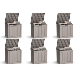 Sersper 30 Gallon Waterproof Resin Deck Box with Lockable Lid, UV Resistant, Brown - Indoor & Outdoor Use (6 Pack) - 1 of 4