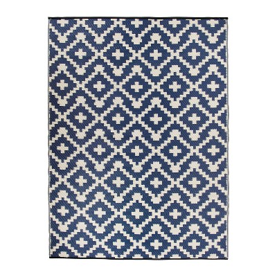 Reversible RV Patio Mat, 5' x 7', Teal Diamond