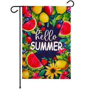 G128 Hello Summer Watermelon Fruit Garden Flag 12x18 In Double