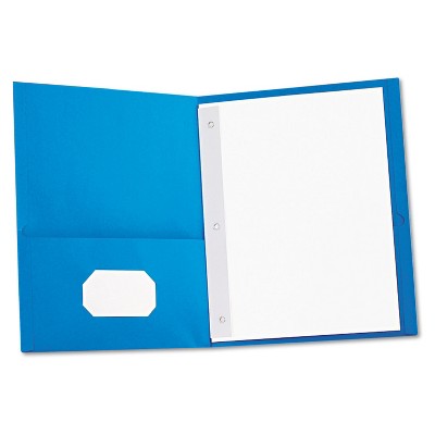 Universal Two-Pocket Portfolios w/Tang Fasteners 11 x 8-1/2 Light Blue 25/Box 57115
