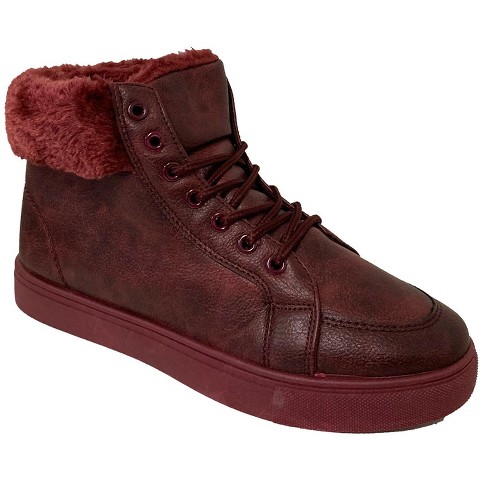 Женские кроссовки Bangka Women's Sneaker Boots Winter High Top Lace up Fur Warm Snow Shoes, Burgundy-9