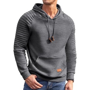 COOFANDY Mens Hoodies Pullover Casaul Long Sleeve Drawstring Waffle Knit Hooded Sweatshirt with Kanga Pocket - 1 of 4