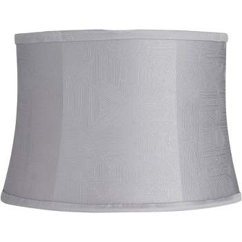 Springcrest Softback Drum Lamp Shade Gray White Medium 14" Top x 16" Bottom x 11" High Spider Replacement Harp and Finial Fitting