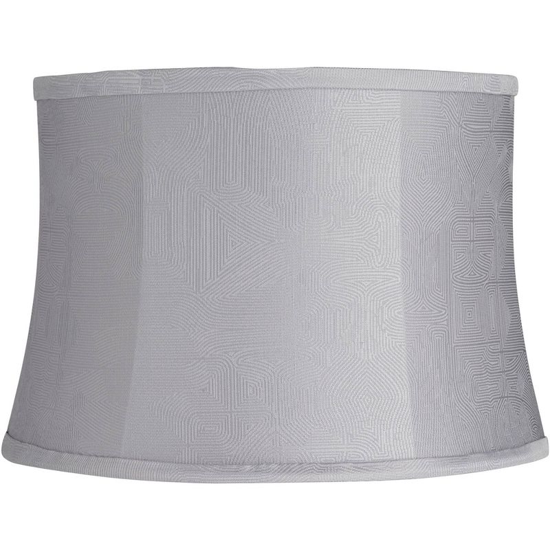 Springcrest Softback Drum Lamp Shade Gray White Medium 14" Top x 16" Bottom x 11" High Spider Replacement Harp and Finial Fitting, 1 of 8