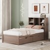 Lyngins Modern Twin Size Bed Frame, Platform Bed Frame with Bookcase Headboard – Built-In USB Charging Station, 2 Sliding Under-Bed Drawers - 2 of 4