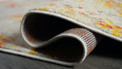 3' x 5' Blue and Multicolor Abstract Synthetic Area Rug