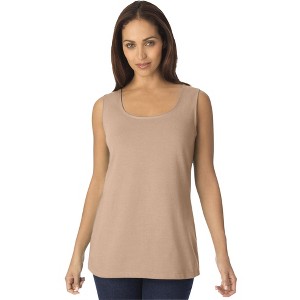 Jessica London Women's Plus Size Stretch Cotton Horseshoe Neck Tank - 1 of 4