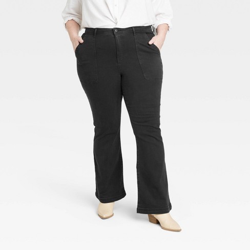 Black plus size bootcut flare pants & trousers for women xxxxl to