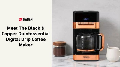 Haden Black and Copper 12-Cup Programmable Digital Coffee Maker