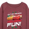 Women's - Disney - On The Highway To Holiday Fun Lightweight French Terry Wide Neck Long Sleeve Shirt - 2 of 4
