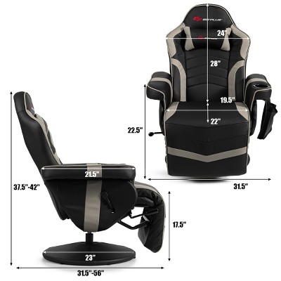Gray Ergonomic High Back Massage Gaming Chair with Pillow