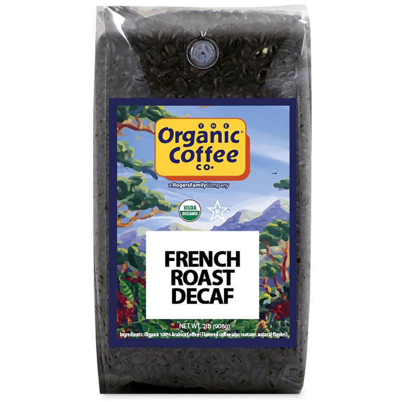 Organic Coffee Co., DECAF French Roast, 2lb (32oz) Whole Bean, Swiss Water Processed Decaffeinated Coffee, 1 of 6