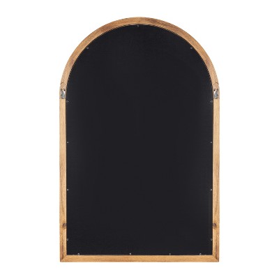 Rustic Brown Arched Wood Wall Mirror for Bathroom Vanity