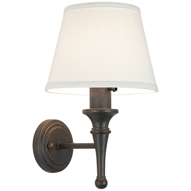 Regency Hill Braidy Country Cottage Wall Light Sconce with Cord Cover Bronze Metal Plug-in 7" Fixture Ivory Cotton Drum Shade for Bedroom Living Room, 5 of 6