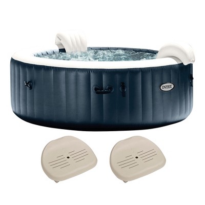 Intex 28431EP PureSpa Plus Portable Inflatable Hot Tub Bubble Jet Spa, 85" x 28" & Slip Resistant Inflatable Hot Tub Seat Spa Accessory (2 Pack)