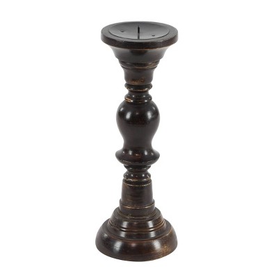 Elegant Espresso Wood Candle Holder Trio, 18" 15" 12"H