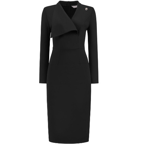 Женские платья INSPIRE CHIC Women's Elegant Pencil Lapel V Neck Long Sleeve Trendy Work Knee Length Dresses XX-Large Black