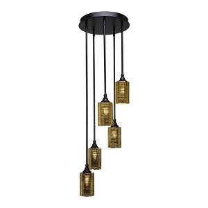 Toltec Lighting Empire 5 - Light Pendant in  Matte Black with 4" Gold Matrix  Shade - 1 of 1
