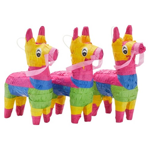 4-Piece Set Small and Mini Donkey Pinata with Stick and Blindfold