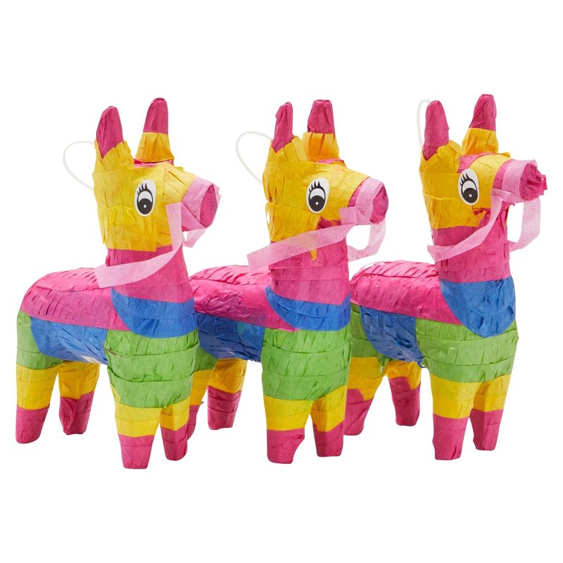 Juvale Mini Donkey Pinata - 3 Pack Small Mexican Pinatas for Mexican Fiestas, Birthday Parties (4 x 7.5 x 2 In), 1 of 8