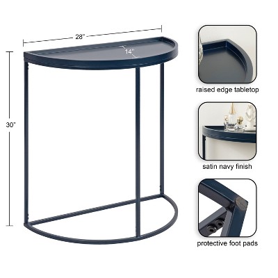 Dorrah Navy Blue Metal Half-Circle Console Table with Storage
