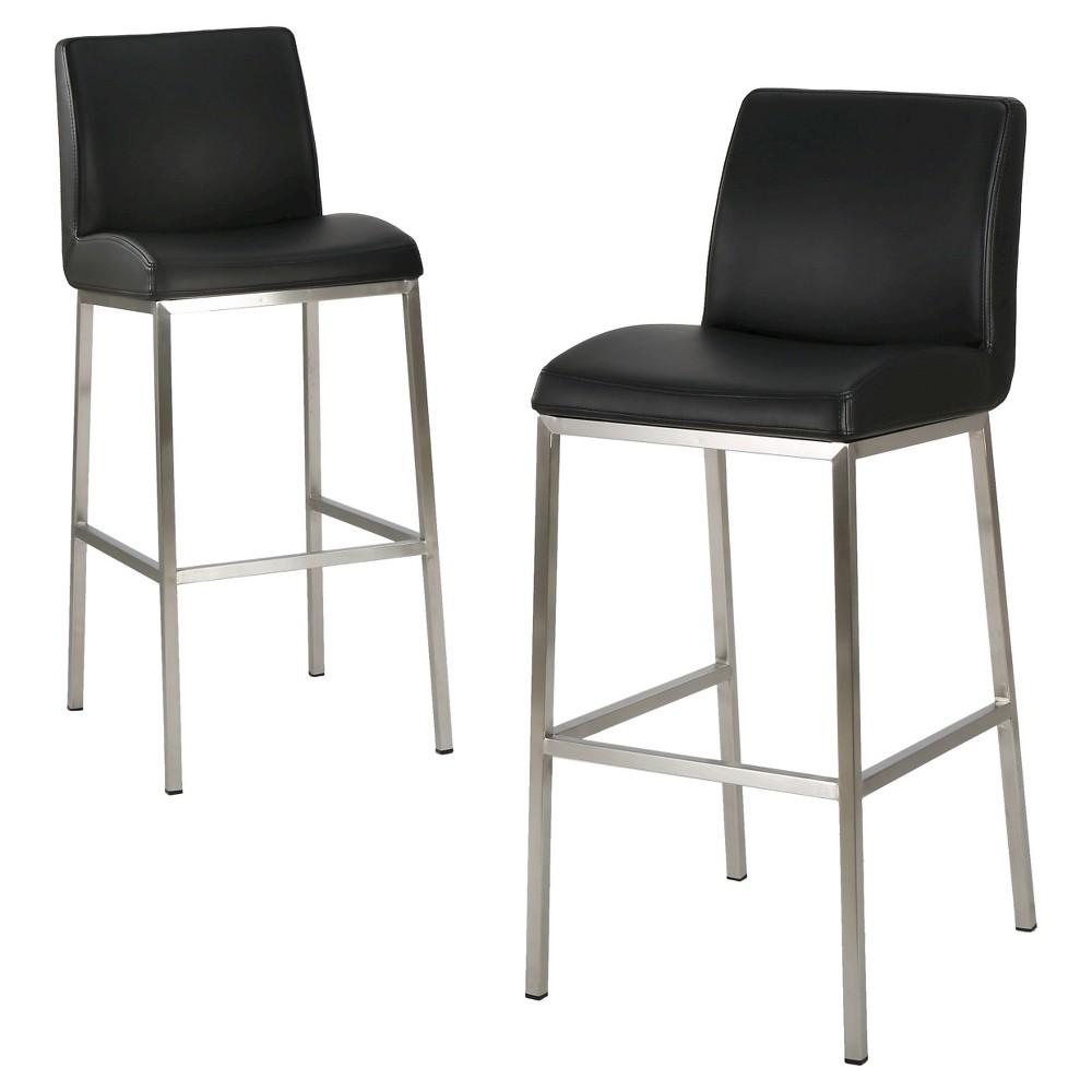 Set of 2 30 Vasos Bonded Leather Barstool Black Christopher Knight Home For Sale