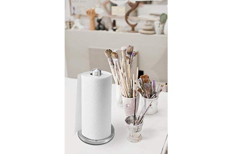 Kamenstein Perfect Tear Low Profile Stainless Steel Countertop Paper Towel Holder, One Handed Pull, Weighted Base to Prevent Tipping, 13 Inch, 3 of 5