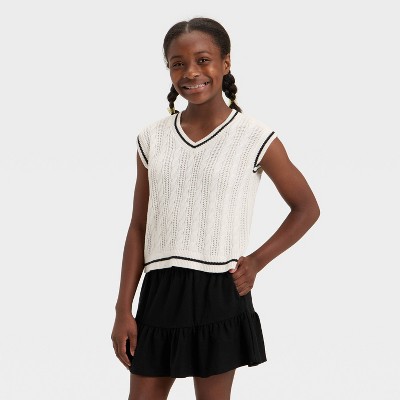 Girls' Cable Stitch Varsity Sweater Vest - Cat & Jack™