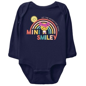 The Juniper Shop Mini Smiley Let The Adventures Begin Aria Long Sleeve Bodysuit - NB - Navy - 1 of 4
